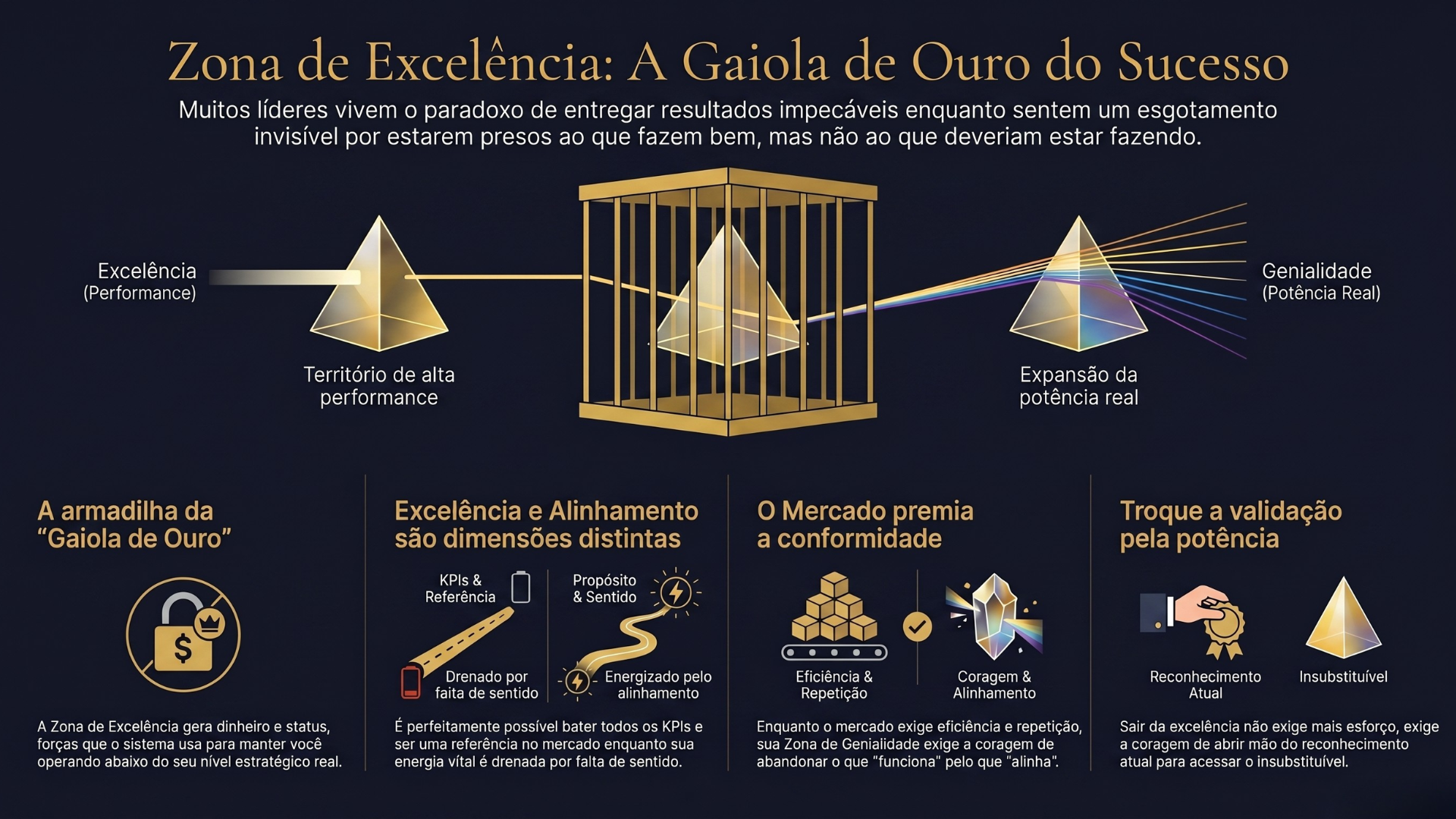 Quadrante comparativo: Excelência vs Genialidade — a Prisão Invisível da Excelência